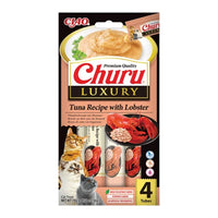 Gustari pentru pisici Inaba Churu Cat Luxury Tuna Recipe with Salmon 4x14g – snack cremos, cu ton si somon, fara cereale