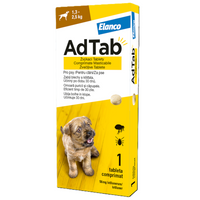 Antiparazitar oral pentru caini 1,3-5 kg AdTab Dog, 56 mg, 1 tableta, Elanco