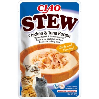 Hrana umeda tip stew pentru pisici, cu pui si ton - CHURU Cat Stew Chicken & Tuna