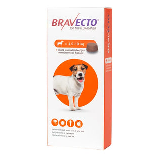 Antiparazitar comprimat pentru caini 4,5-10 kg Bravecto 250mg, 1 tableta, MSD