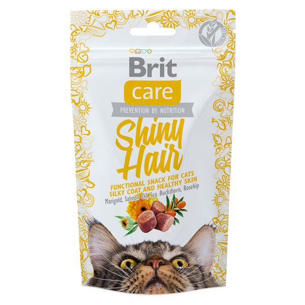 Recompense pentru blana stralucitoare la pisici Brit Care Cat Snack Shiny Hair, 50g