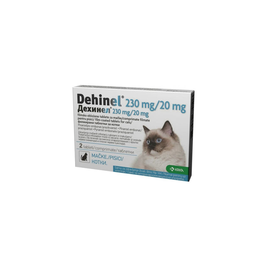 Antiparazitar intern (deparazitare) pentru pisici Dehinel Cat 230mg/20mg, 2 comprimate, Krka