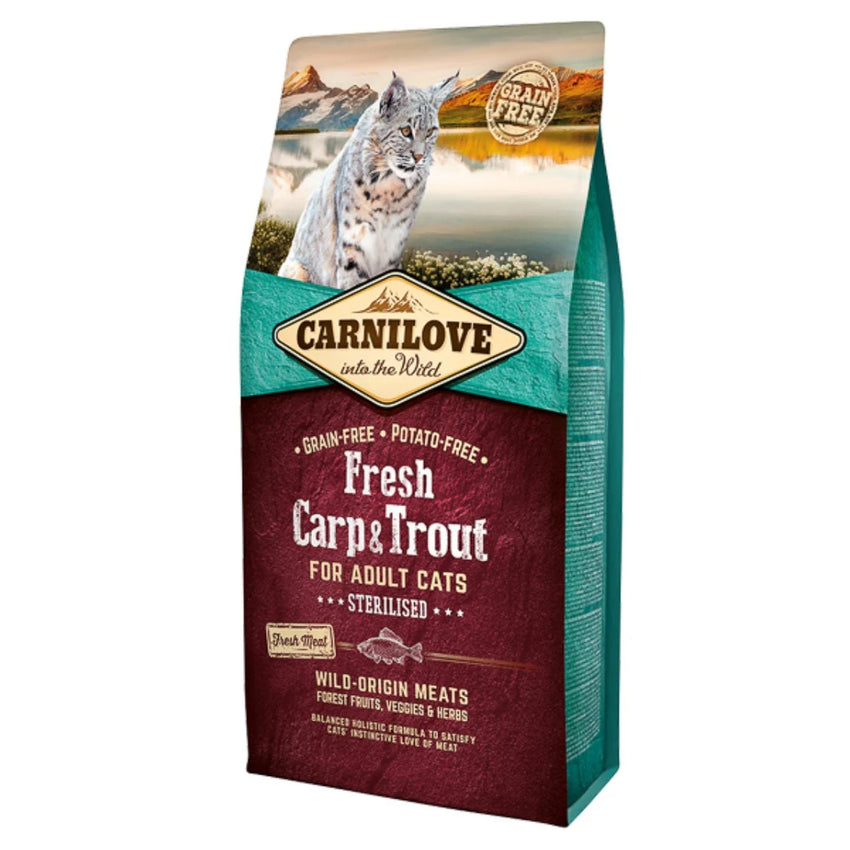 Hrana uscata pentru pisici sterilizate cu crap si pastrav Carnilove Fresh Cat, 6kg