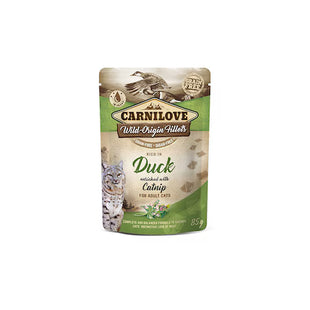 Hrana umeda pentru pisici, cu rata si catnip - Carnilove Cat Pouch Rich in Duck with Catnip 85g