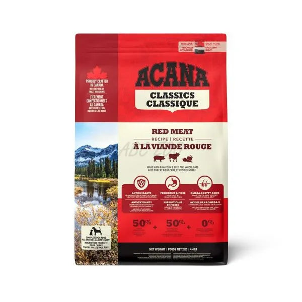 Hrana uscata caini adulti Acana Classic Red 2kg cu vita, miel si porc, bogata in proteine animale premium