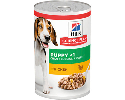 Hrana Umeda pentru Catei Hill’s Science Plan Puppy cu Pui 370g, Crestere Sanatoasa si Nutritie Completa