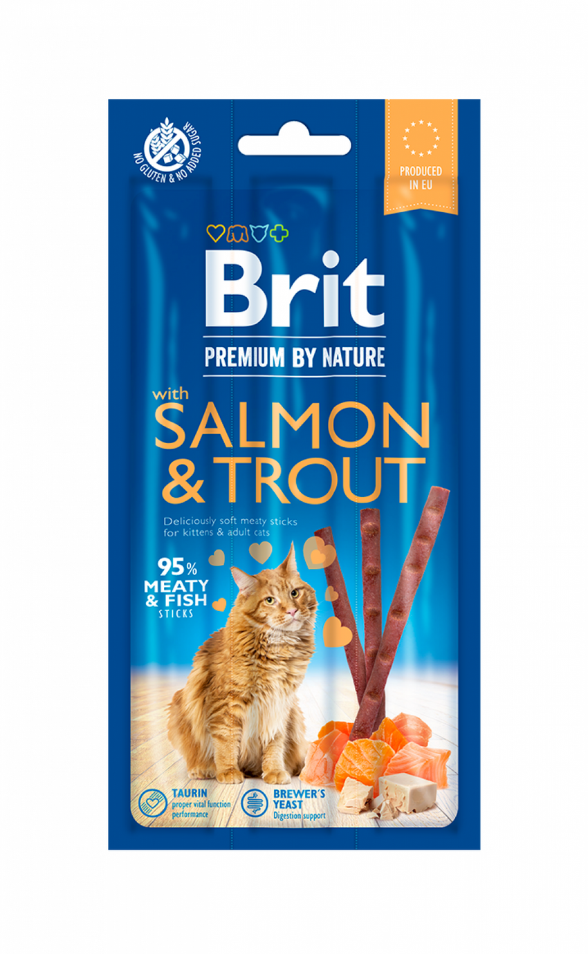 Recompense (sticks) pentru pisici cu somon si pastrav Brit Premium by Nature Cat