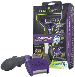 Furminator perie DeShedder pentru pisici de talie Medie/Mare cu par lung Undercoat, marimea M/L