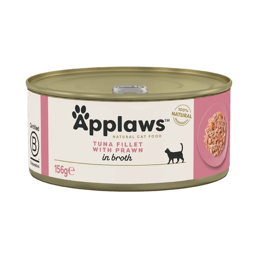 Hrana umeda pentru pisici, file de ton cu creveti - APPLAWS Cat File Ton si Creveti 156g