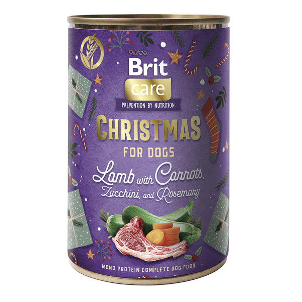 Hrana umeda de Craciun pentru caini cu miel Brit Care Dog, conserva 400g