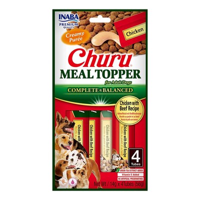 Hrana umeda pentru caini Inaba Churu Dog Meal Topper Chicken Recipe 4x14g – topper cremos, cu pui, fara cereale