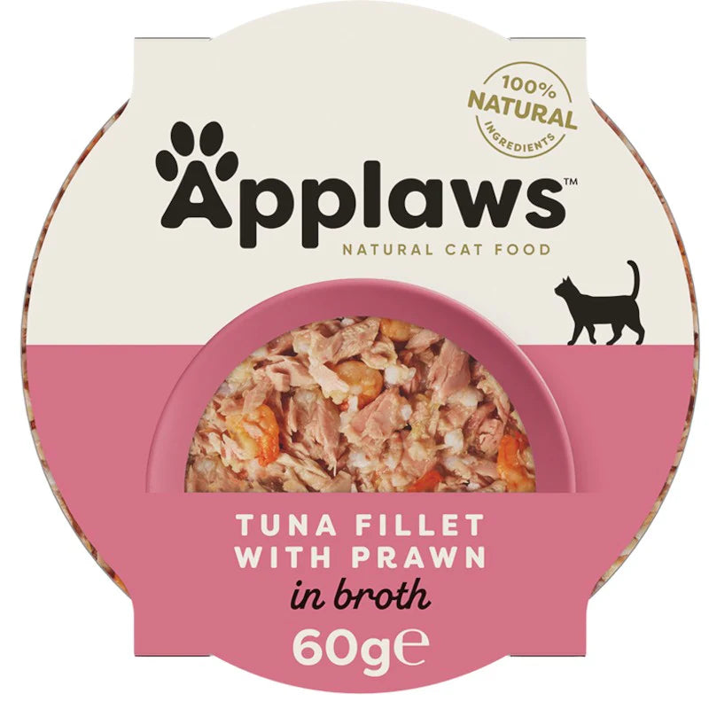 Hrana umeda complementara pentru pisici, ingrediente naturale - APPLAWS Cat Bol 60g Ton & creveti