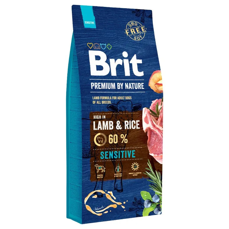 Hrana uscata pentru caini sensibili cu miel Brit Premium by Nature Sensitive, 15kg