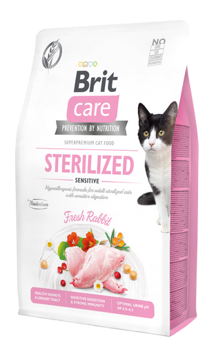 Hrana uscata pentru pisici sterilizate cu digestie sensibila - Brit Care Cat GF Sterilized Sensitive 7kg