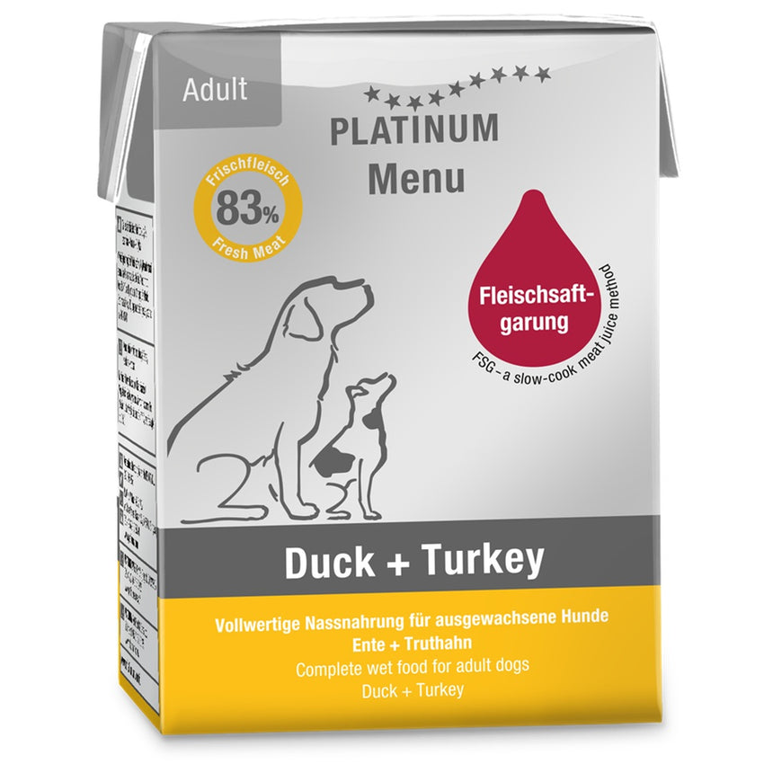 Hrana umeda caini Platinum Dog cu Rata si Curcan 185g