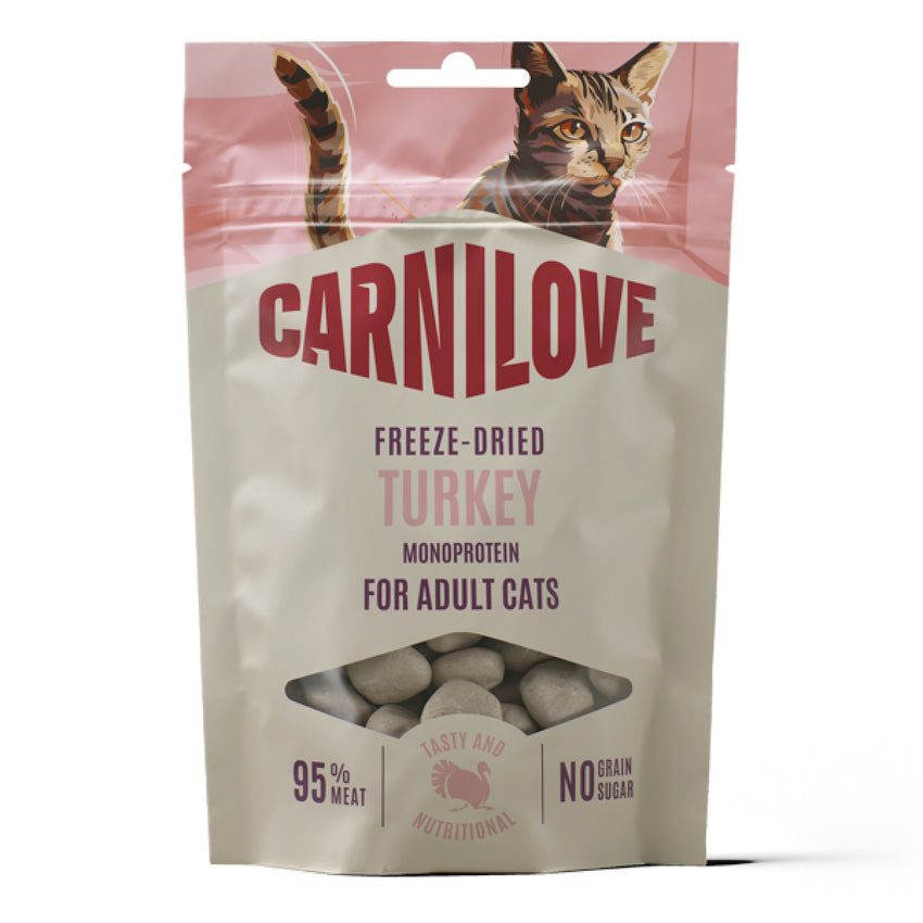 Carnilove Recompense Liofilizate Pisici Freeze Dried, cu Curcan si Iarba Matei, 40g