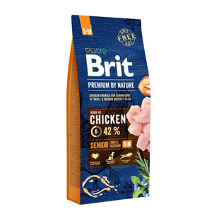 Brit Premium by Nature Hrana Uscata Caini Seniori Rase Mici si Medii Senior S+M, cu Pui, 15kg
