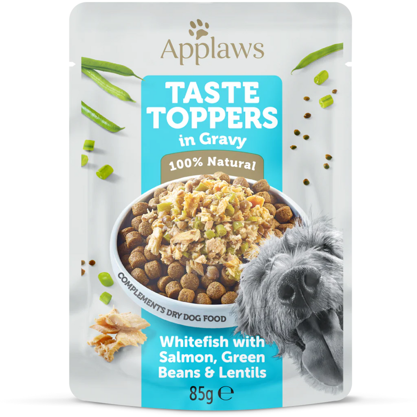 Hrana umeda pentru caini - APPLAWS Dog Plic Peste Alb cu Somon si Legume in Sos 85g