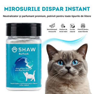 Parfumant si neutralizator de miros pentru litiera pisicii, SHAW Borfresh, cu bor natural