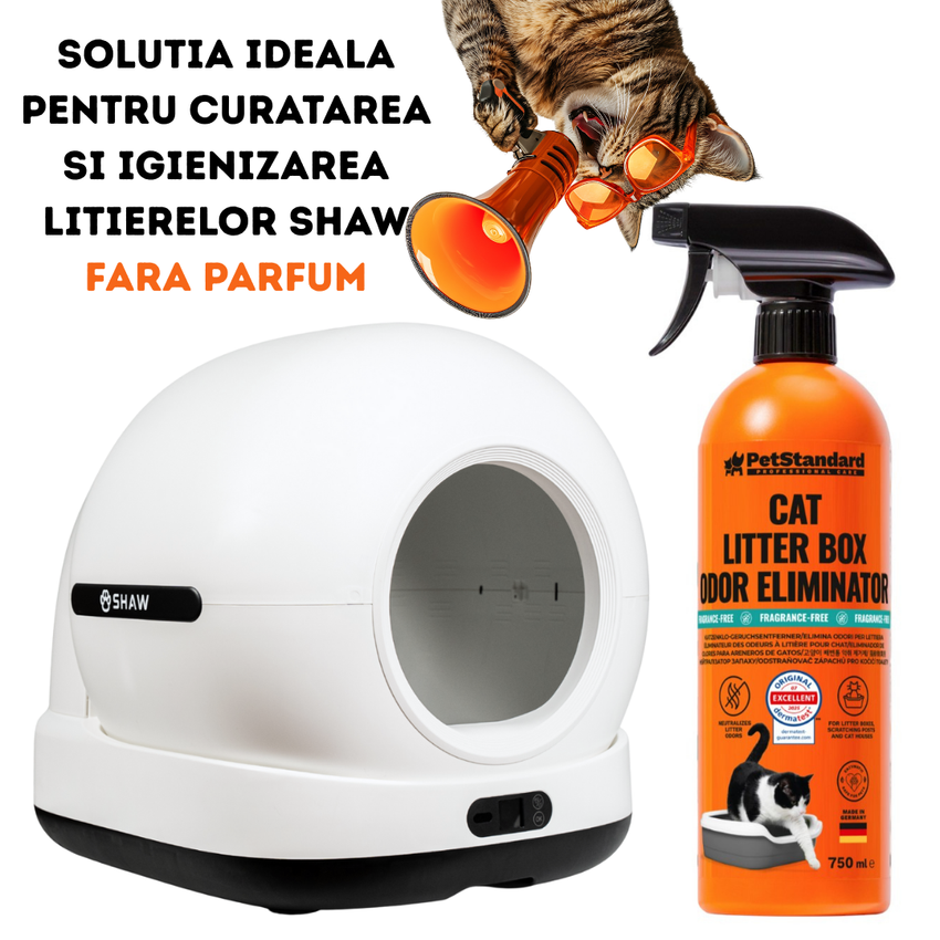 Solutie Profesionala Enzimatica pentru Eliminarea Mirosului de Urina din Litiera Pisicii, pentru Curatare Litiera, fara parfum, 750 ml
