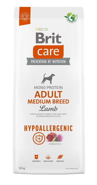 Hrana uscata pentru caini adulti de talie medie, formula hipoalergenica - BRIT CARE Dog Sustainable Hypo Adult MB 12+2kg