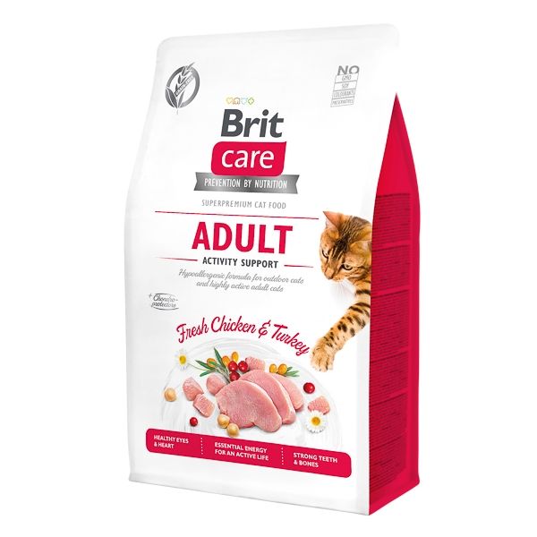 Hrana uscata pentru pisici adulte, fara cereale, cu suport pentru energie si vitalitate - Brit Care Cat GF Adult Activity Support 7kg