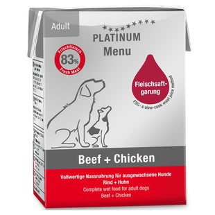 Hrana umeda caini Platinum Dog cu Pui si Vita 185g