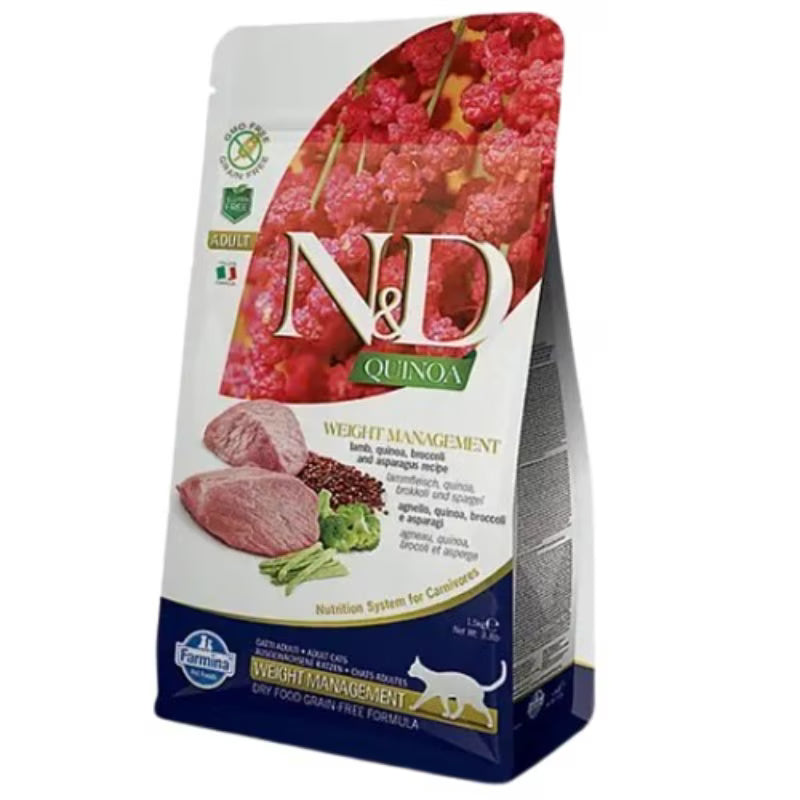 Hrana uscata pentru pisici adulte - Farmina N&D Quinoa Pisica Adult Controlul Greutatii Miel 1,5kg