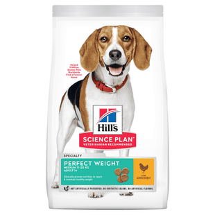 Hrana Uscata pentru Caini Talie Medie Hill’s Science Plan Perfect Weight cu Pui 2kg, Control Greutate si Masa Musculara