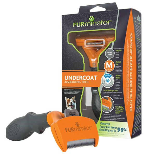 Furminator perie DeShedder pentru caini de talie medie cu par lung Undercoat, marimea M