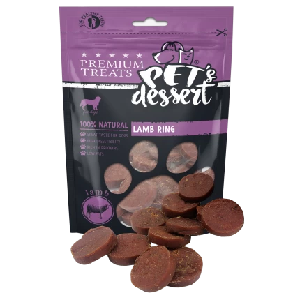 Pet's Dessert, Recompense pentru Câini, Ineluțe cu Miel, 80g