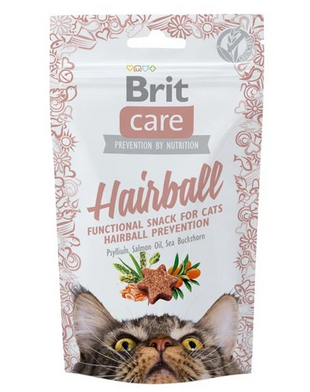 Recompense pentru eliminarea bulgarilor de par la pisici Brit Care Cat Snack Hairball, 50g