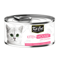 Kit Cat Hrana Umeda Pui Pisica Kitten Mousse, cu Pui, Fara Cereale, pH Echilibrat, 80g