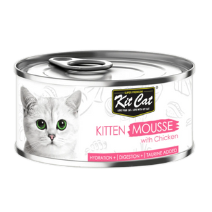 Kit Cat Hrana Umeda Pui Pisica Kitten Mousse, cu Pui, Fara Cereale, pH Echilibrat, 80g