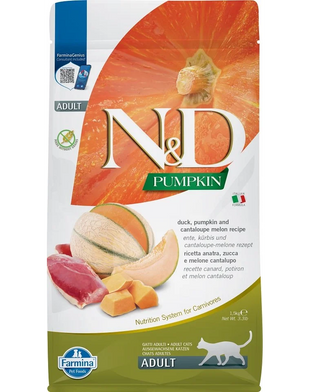 Hrana uscata pisici Farmina N&D Pumpkin cu rata si pepene galben adult 1.5kg