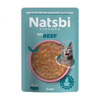 Natsbi Hrana Umeda Pisici Steamed, Mono-Proteina cu Vita 45%, Fara Cereale, Toate Varstele, 80g