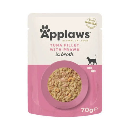 Hrana umeda complementara pentru pisici - APPLAWS Cat plic 70g File de ton cu creveti