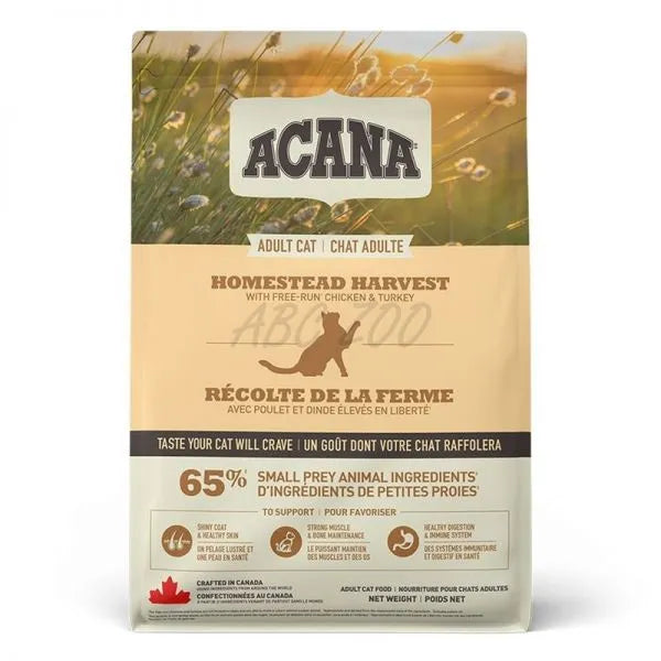 Hrana uscata pisici adulte Acana Homestead Harvest 1.8kg cu pui si curcan, fara cereale, bogata in proteine premium