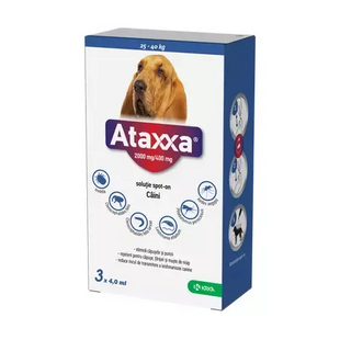 Antiparazitar spot-on pentru caini 25-40 kg Ataxxa 2000mg/400mg, 1 pipeta, Krka