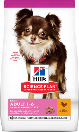 Hrana Uscata pentru Caini Adulti Hill’s Science Plan Small & Mini Light cu Pui 1.5kg, Control Greutate si Vitalitate