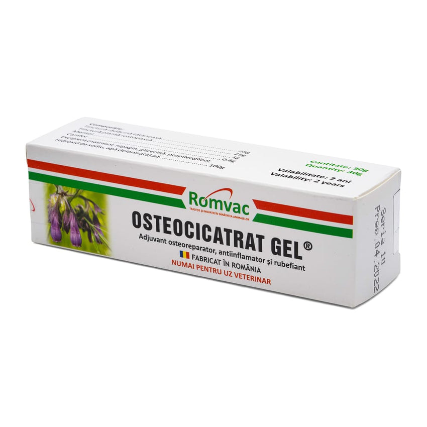 Gel cicatrizant si antiinflamator pentru animale cu extract de tatanesa si rostopasca Osteocicatrat Gel, 30g, Maravet