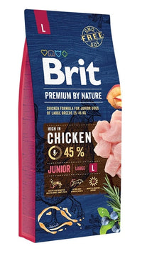 Hrana uscata pentru caini juniori talie mare - BRIT Premium by Nature Junior L 15kg