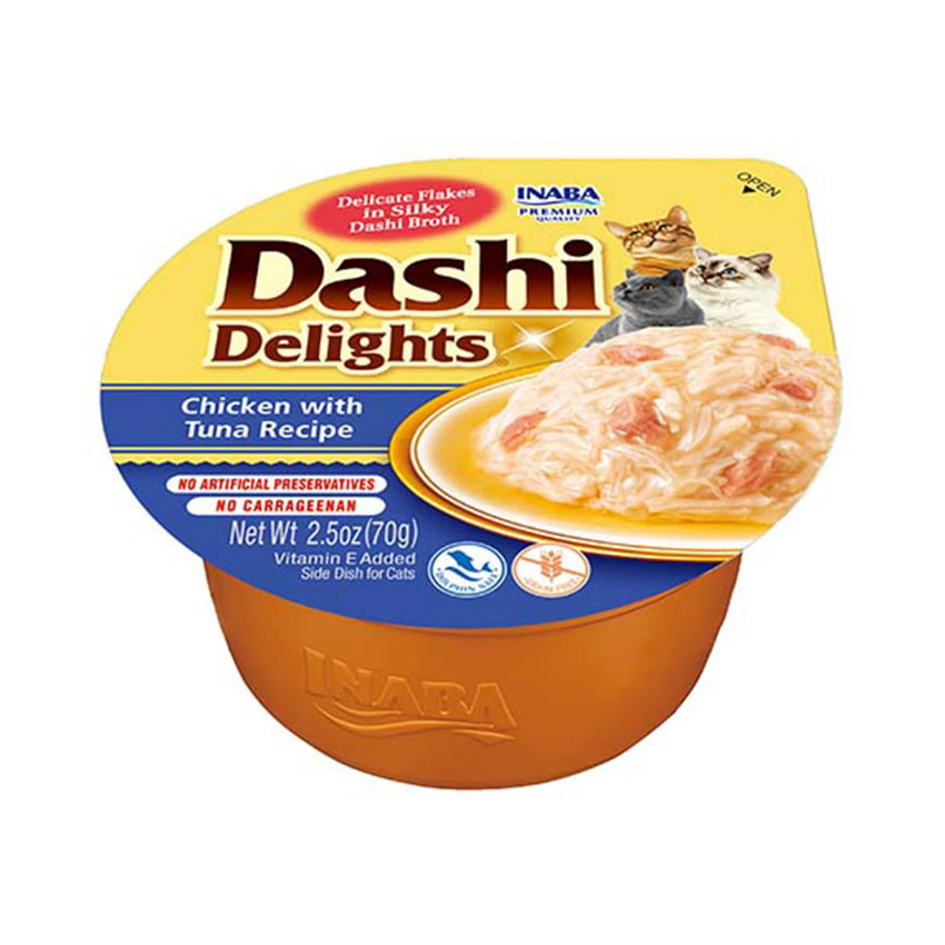 Recompense lichide cu fulgi delicati pentru pisici cu pui si ton Churu Cat Dashi Delights, 40g, Inaba
