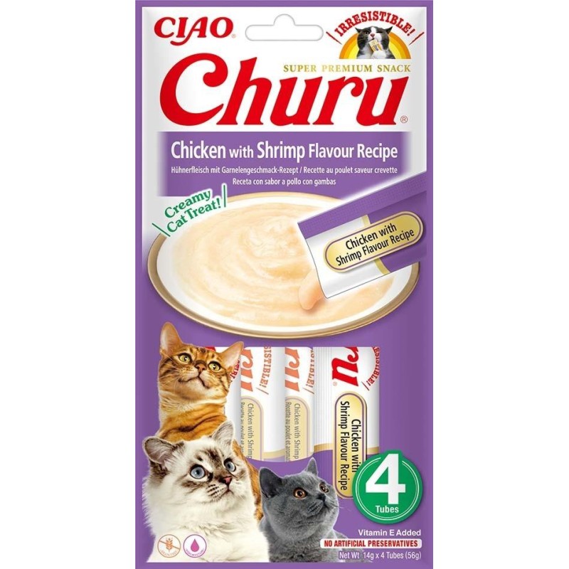 Gustare cremoasa pentru pisici, cu pui si aroma de creveti - CHURU Cat Chicken with Shrimp Flavour Recipe
