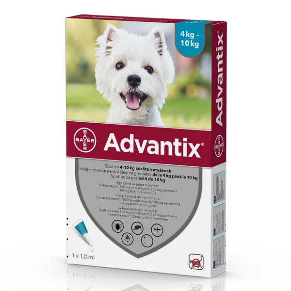 Antiparazitar spot-on pentru caini 4-10 kg Advantix 400, 1 pipeta, Elanco