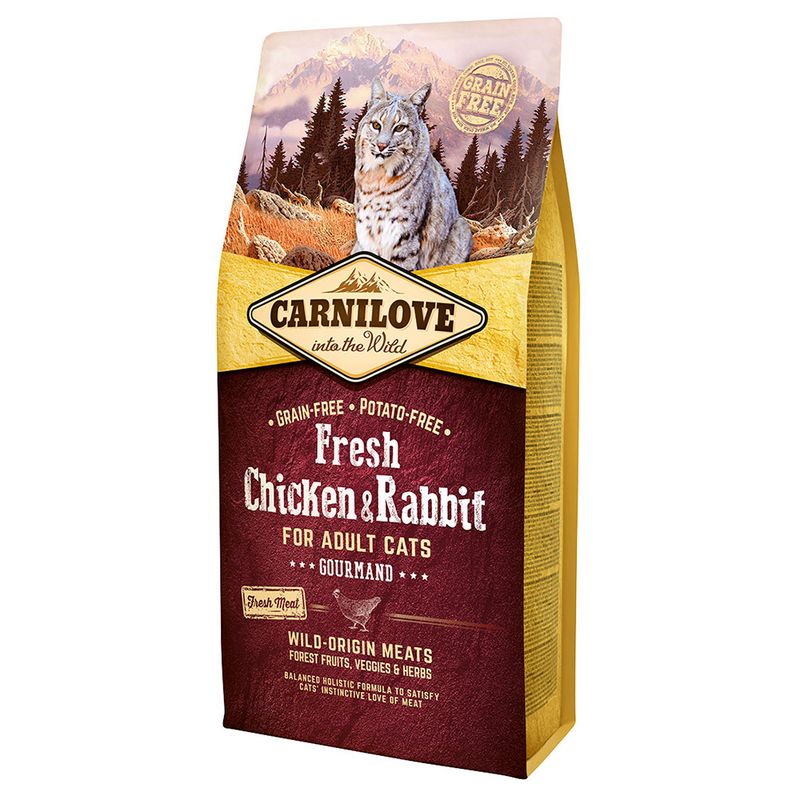 Hrana uscata premium pentru pisici adulte - CARNILOVE Fresh Cat CHK & Rabbit Adult 2kg