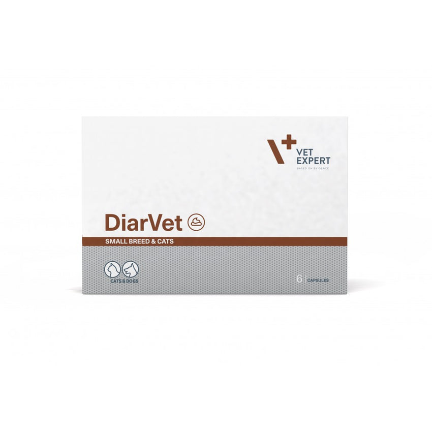 Vet Expert Diarvet Supliment Digestiv Caini Mici si Pisici, Antidiareic, Capsule Twist-Off, 6 buc
