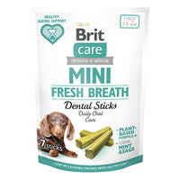 Recompense functionale pentru caini de talie mica - BRIT Care Dog Mini Treats Fresh Breath 120g