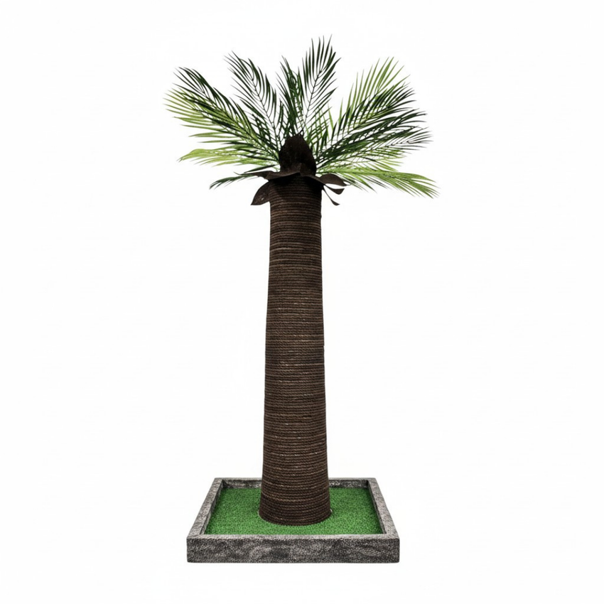 Stalp tip Palmier cu sisal de zgariat pentru pisici, lumina LED, MDF, stabil, inaltime 92 cm