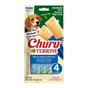 Terrina (paste) pentru caini de talie medie cu somon si ton Churu Dog Terrine, Inaba